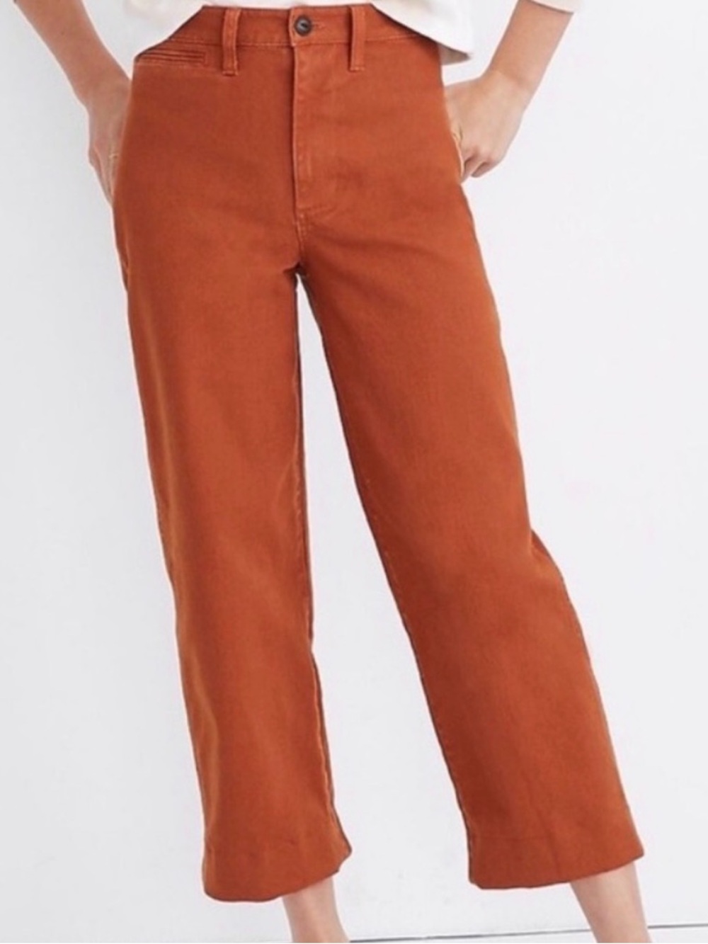 Madewell Slim Emmett Crop Wide Leg in Rust Orange